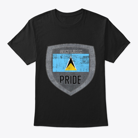 Saint Lucia   Saint Lucian Pride Black T-Shirt Front