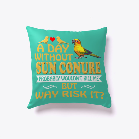 Sun Conure Pillow Bird Lover Mom Lady Aqua Kaos Front