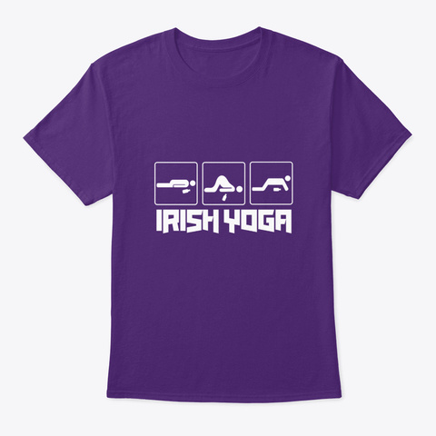 Funny Irish Yoga Drinking Beer Alcohol  Purple T-Shirt Front