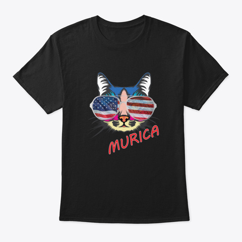 Meowica 4 Th Of July Tar2n Black T-Shirt Front