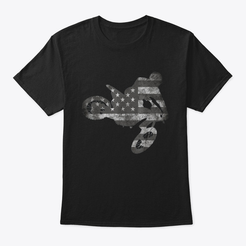 Dirt Bike American Flag T Shirt Black T-Shirt Front