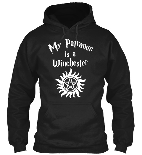 My Patronus Is A Winchester Black T-Shirt Front
