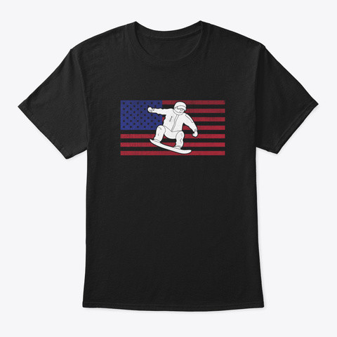 Awesome Usa American Flag Snowboarder Gi Black T-Shirt Front