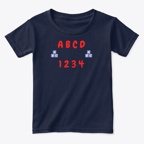 A B C D Cute Kids T Shirt Navy  T-Shirt Front