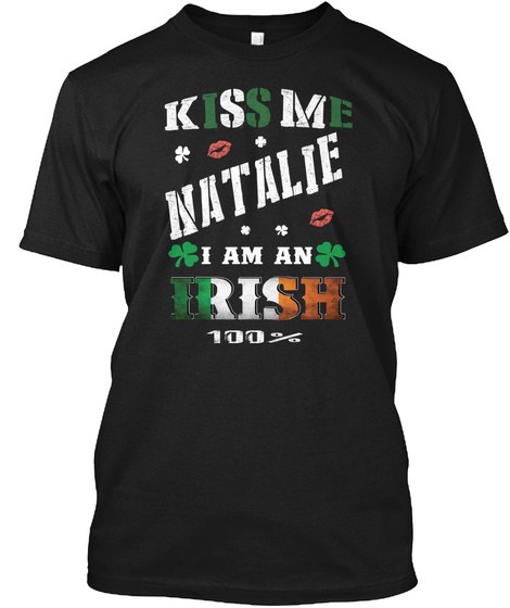 Natalie Kiss Me I'm Irish Black T-Shirt Front