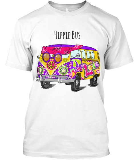 Hippie Bus White T-Shirt Front