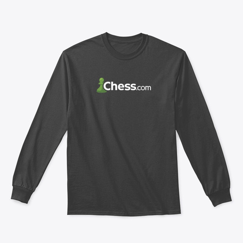 Chess.Com Classic Logo Long Sleeve Dark Heather T-Shirt Front