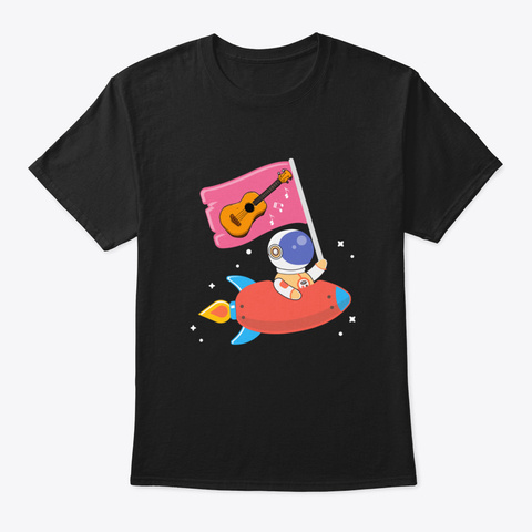 Astronaut Flag Guitar Future Astronaut Black T-Shirt Front