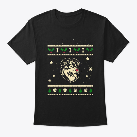 Christmas Australian Shepherd Gift Black T-Shirt Front