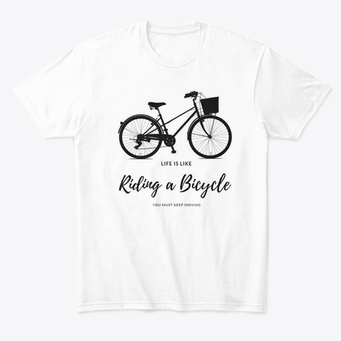 Riding Bicycle White T-Shirt Front