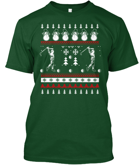 Golfer's Ugly Christmas Tee Deep Forest T-Shirt Front