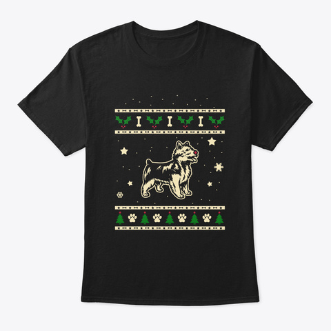 Christmas Australian Terrier Gift Black T-Shirt Front