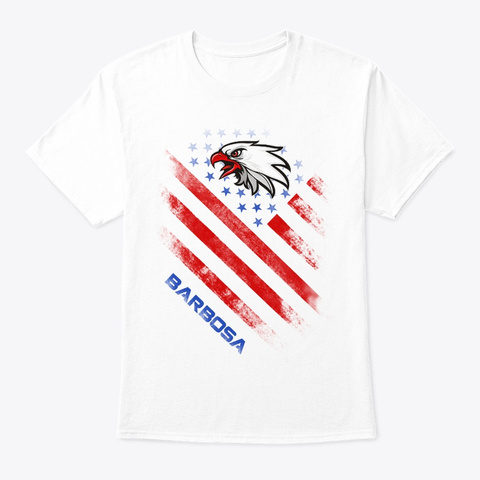Barbosa Name Tee In U.S. Flag Style White Kaos Front