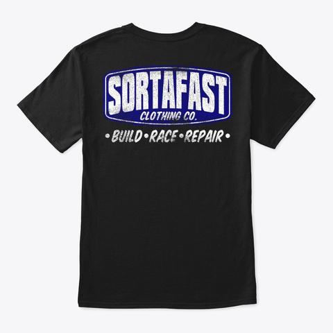 Sortafast "Mechanic" Gearhead Design  Black T-Shirt Back