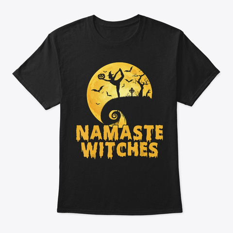 Namaste Witches Halloween Yoga Shirt Black T-Shirt Front
