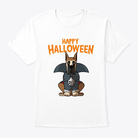 Happy Halloween Great Dane Dog Lover White T-Shirt Front