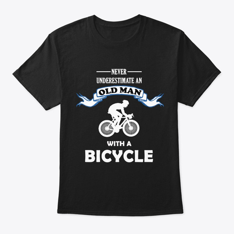 Old Man With Bicycle  Black T-Shirt Front