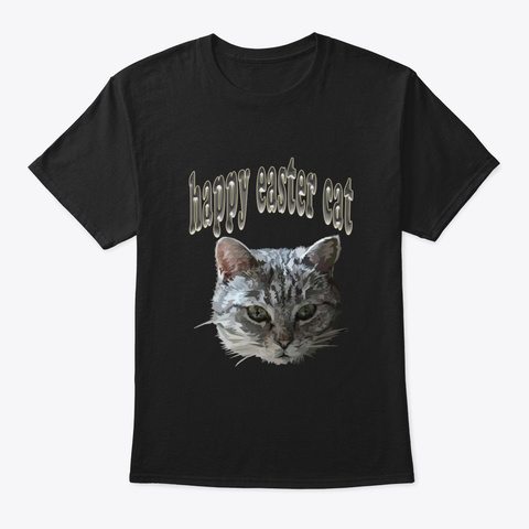 Happy Easter Cat Ljoct Black T-Shirt Front