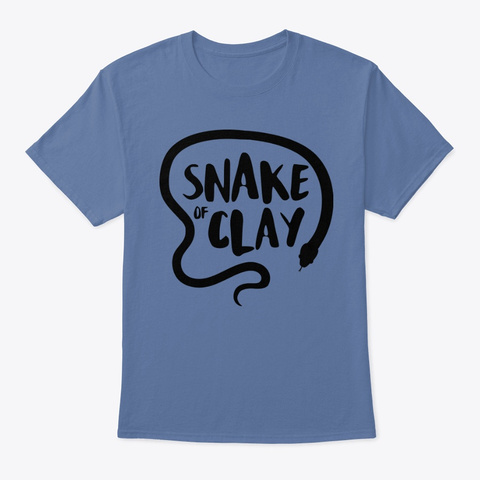 Snake Of Clay   Adult / Black Design Denim Blue T-Shirt Front