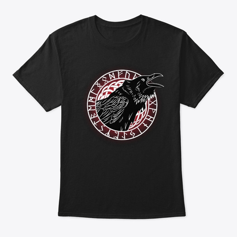 Odin Raven With Viking Runes Norse Black Kaos Front