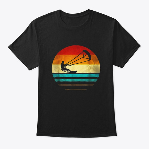 Kiteboarding Shirt Retro Vintage Black T-Shirt Front