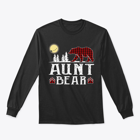 Aunt Bear Christmas Pajama Red Plaid Buf Black T-Shirt Front