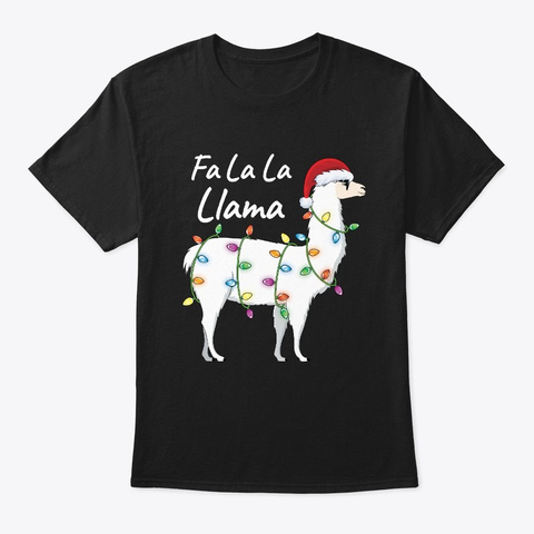 Fa La La Llama Christmas Pajamas Black Maglietta Front