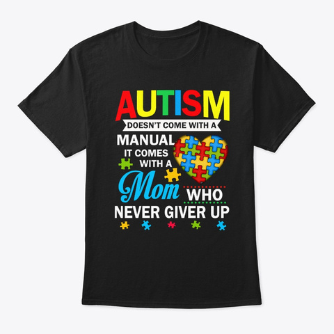 Hear Puzzle Autism Awareness Gift Black T-Shirt Front