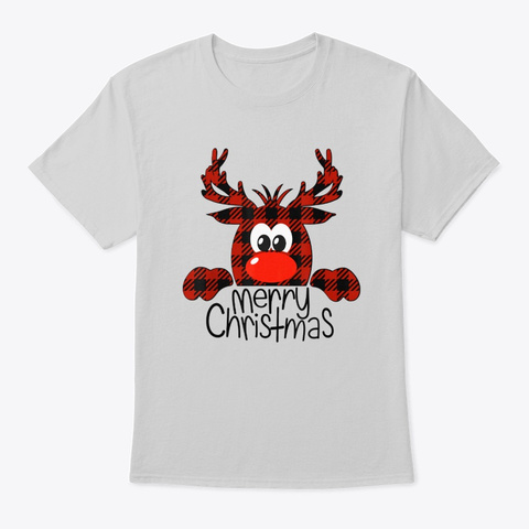 Merry Christmas Rudolph Reindeer Face Light Steel T-Shirt Front