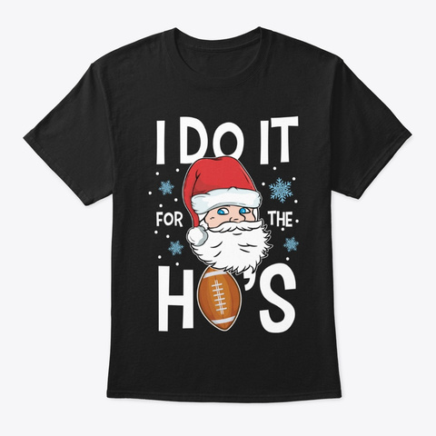 American Football Santa Ho Christmas Black T-Shirt Front