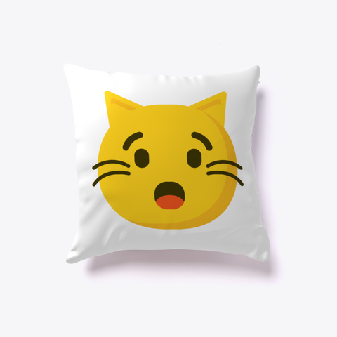 Cat Hushed Face Emoji  Pillow White Camiseta Front