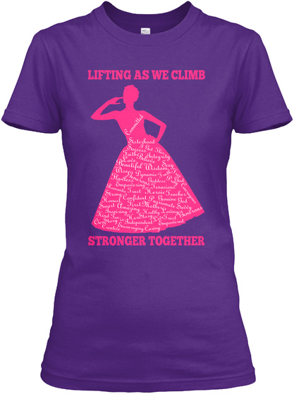 Lifting As We Climb Stronger Together Purple T-Shirt Front