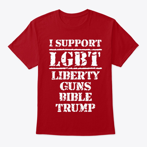 Liberty   Guns   Bible   Trump   Deep Red T-Shirt Front