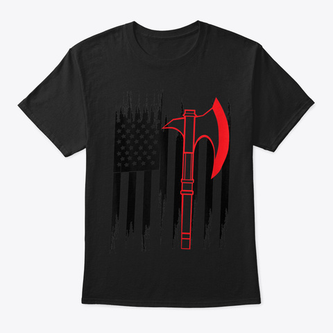 American Viking Usa Flag Art Berseker Gi Black T-Shirt Front