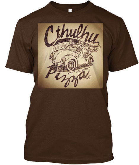 Cthulhu Pizza Logo Brown Dark Chocolate T-Shirt Front