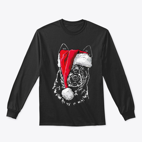 Funny Cattle Dog Heeler Santa Christmas  Black T-Shirt Front