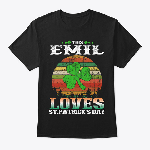 This Emil Love Patricks Day Retro Black T-Shirt Front