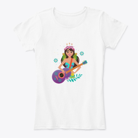 Flower Queen With Guitar Shirt White T-Shirt Front