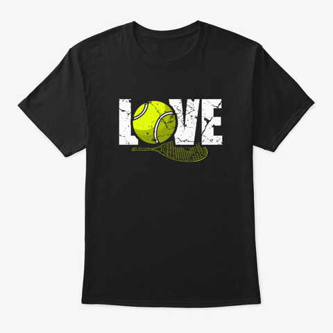 I Love Tennis Black T-Shirt Front