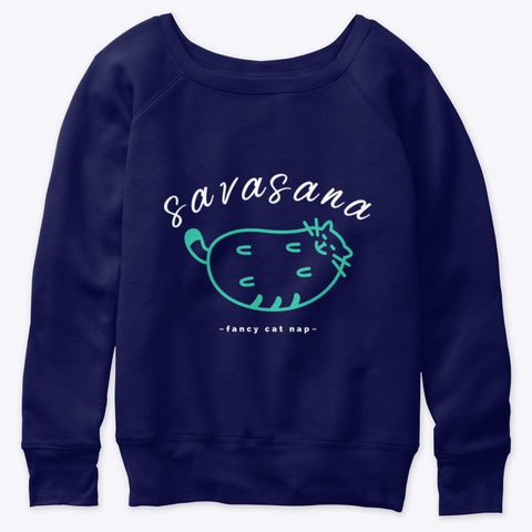 Savasana Fancy Cat Nap Navy  T-Shirt Front