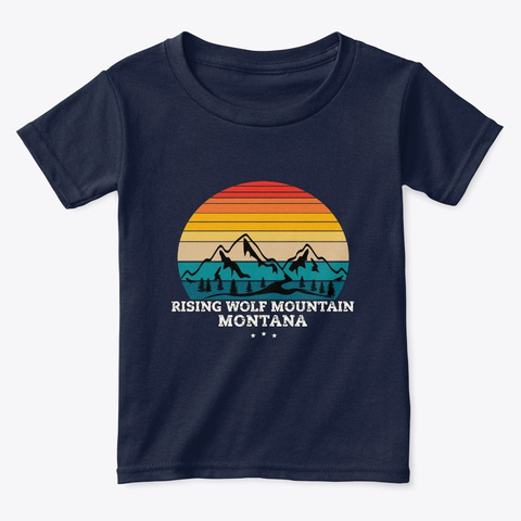 Rising Wolf Mountain Montana Navy  T-Shirt Front