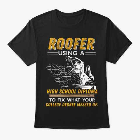 Roofer Black T-Shirt Front