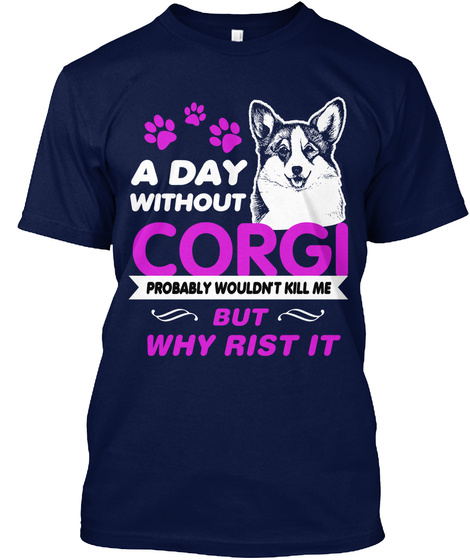 Corgi T Shirt Lovers! Navy T-Shirt Front