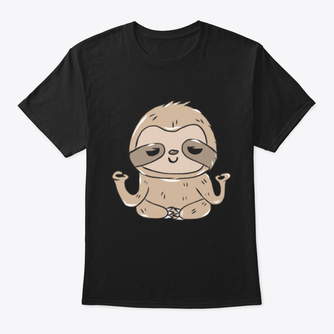 Sloth Meditation Black T-Shirt Front