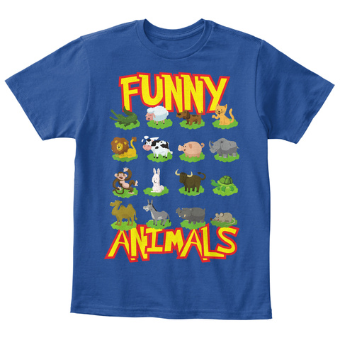 Funny Animals Deep Royal  T-Shirt Front