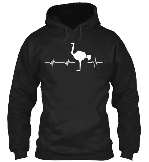 Ostrich Heartbeat Black T-Shirt Front
