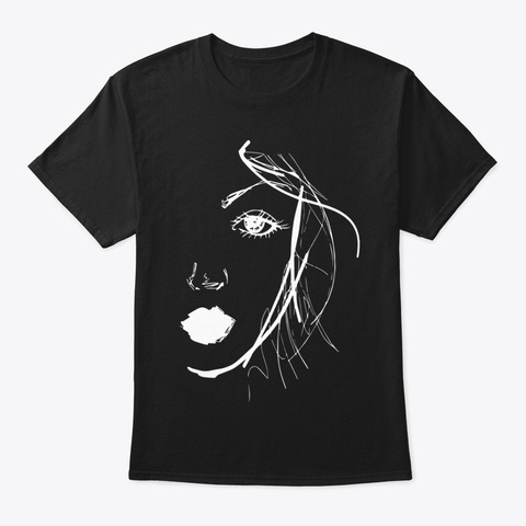 Abstract Art Lady Woman Face Gift Idea Black Maglietta Front