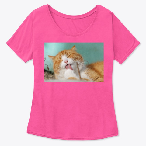 Orange White Cat Licking  Berry  T-Shirt Front