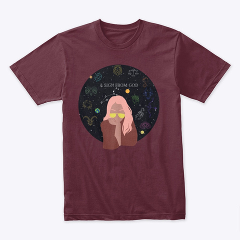 Gods Sign Maroon T-Shirt Front