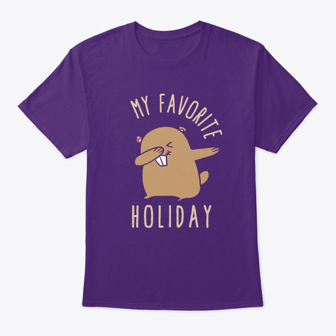 Dabbing Marmot My Favorite Holiday Purple T-Shirt Front
